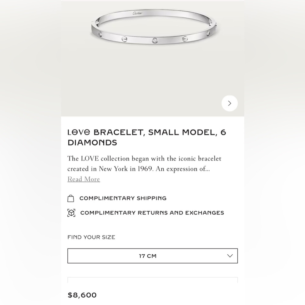 LOVE 18K white gold small 6 diamond bracelet. Excellent condition. Make offer. - Picture 5 of 5